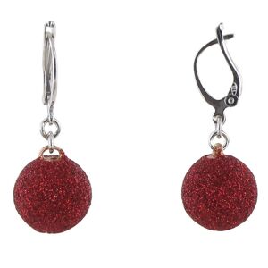 LES POULETTES BIJOUX Boucles d'Oreilles Argent Boules Paillettes - Classics - Rouge