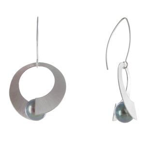 LES POULETTES BIJOUX Boucles d'Oreilles Argent Rhodié Spirale et Perle de Culture 11mm - Classics