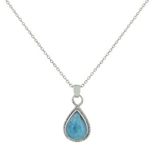 LES POULETTES BIJOUX Collier Argent Goutte de Larimar