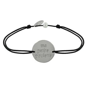 LES POULETTES BIJOUX Bracelet Lien Médaille Plaqué Argent Ronde 