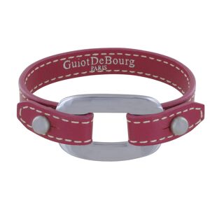 LES POULETTES BIJOUX Bracelet Cuir et Maille Rectangle Plate Argent 925 - Fuchsia