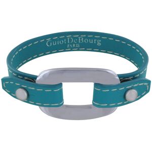 LES POULETTES BIJOUX Bracelet Cuir et Maille Rectangle Plate Argent 925 - Turquoise