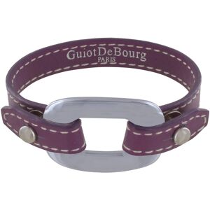 LES POULETTES BIJOUX Bracelet Cuir et Maille Rectangle Plate Argent 925 - Violet