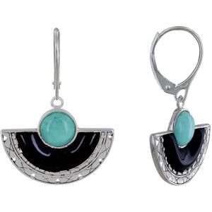 LES POULETTES BIJOUX Boucles d'Oreilles Argent Eventail de Corne et Perle de Larimar