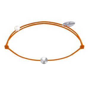 LES POULETTES BIJOUX Bracelet Lien Petite Perle Argent - Orange