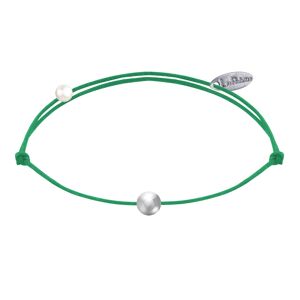 LES POULETTES BIJOUX Bracelet Lien Petite Perle Argent - Vert