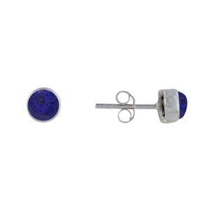 LES POULETTES BIJOUX Boucles d'Oreilles Clous Argent Demi Perle de Lapis Lazuli