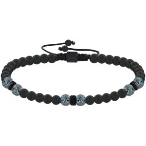 LES POULETTES BIJOUX Bracelet Lien Homme Perles Rondes Acier et Onyx Noir