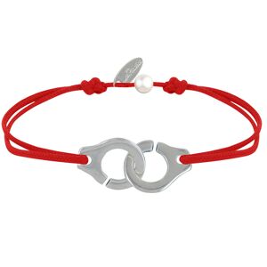 LES POULETTES BIJOUX Bracelet Lien Plaqué Argent Grandes Menottes - Rouge