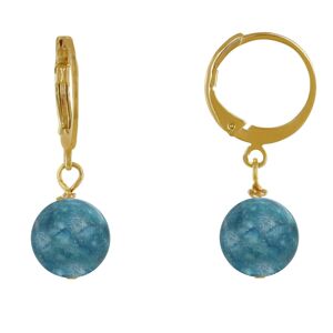 LES POULETTES BIJOUX Boucles d'Oreilles Mini Créoles Plaqué Or et Perle d'Apatite