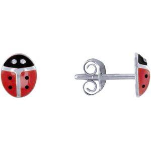 LES POULETTES BIJOUX Boucles d'Oreilles Clous Argent Coccinelle Rouge et Noire