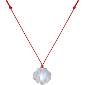 LES POULETTES BIJOUX Collier Lien Coquille St Jacques en Nacre - Rouge