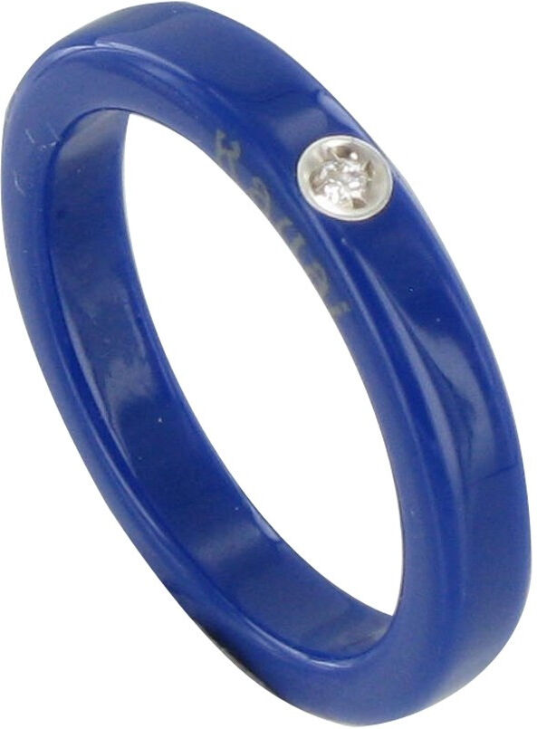 Les Poulettes Bijoux Bague Diamant Blanc Résine Bleu Foncé et Argent