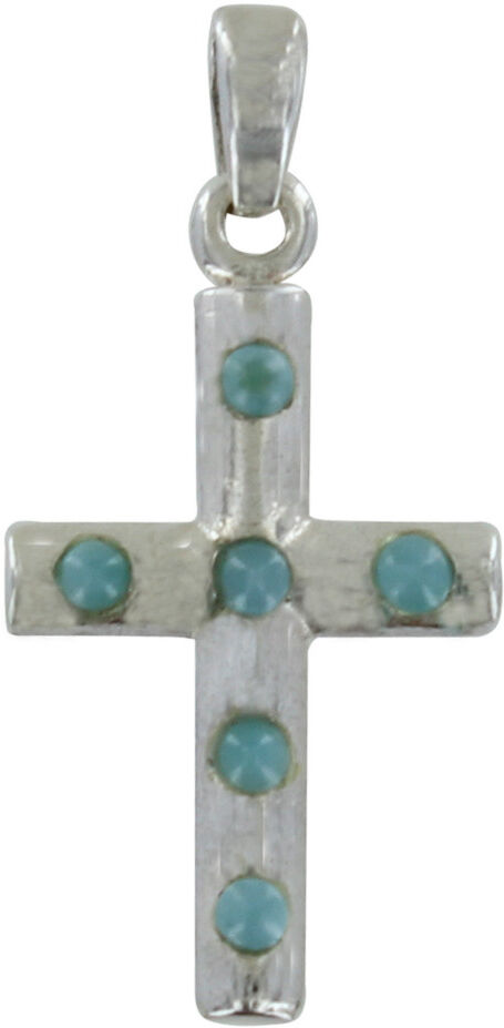 Les Poulettes Bijoux Pendentif Croix Argent et Larimar