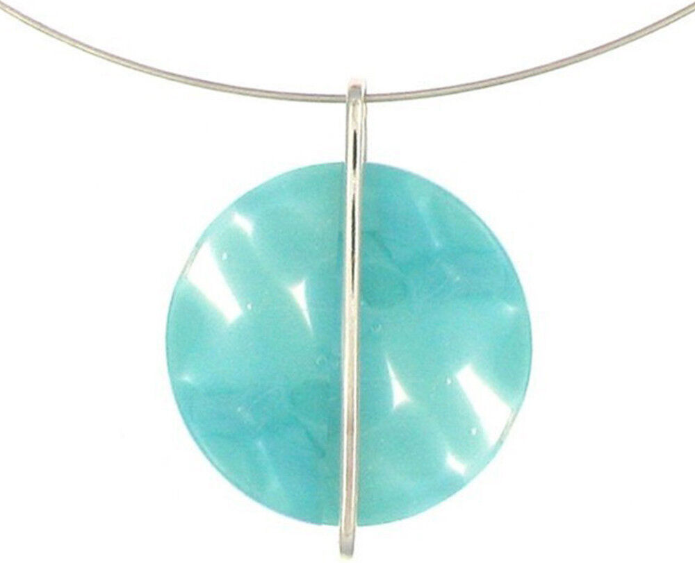 Les Poulettes Bijoux Collier et Pendentif Pâte de Verre Bonbons Bleu Azur Les Poulettes Bijoux Collier et Pendentif Pâte de Verre Bonbons Bleu Azur