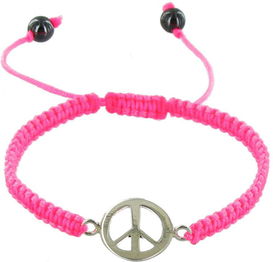 Les Poulettes Bijoux Bracelet Argent Peace and Love Lien Tréssé Fluo - Classics Les Poulettes Bijoux Bracelet Argent Peace and Love Lien Tréssé Fluo - Classics