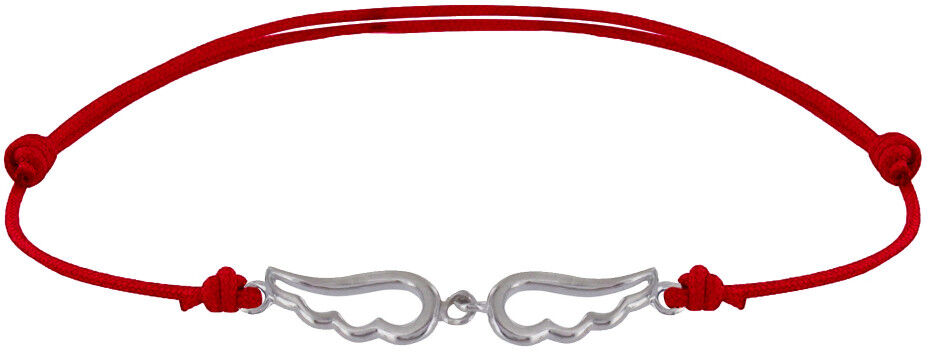 Les Poulettes Bijoux Bracelet Lien Argent Deux Petites Ailes d'Ange Ajourées - Rouge Les Poulettes Bijoux Bracelet Lien Argent Deux Petites Ailes d'Ange Ajourées - Rouge