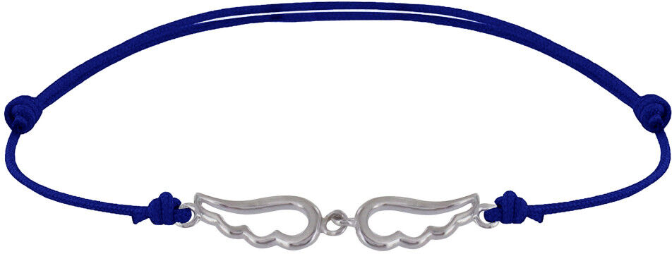 Les Poulettes Bijoux Bracelet Lien Argent Deux Petites Ailes d'Ange Ajourées - Bleu Les Poulettes Bijoux Bracelet Lien Argent Deux Petites Ailes d'Ange Ajourées - Bleu