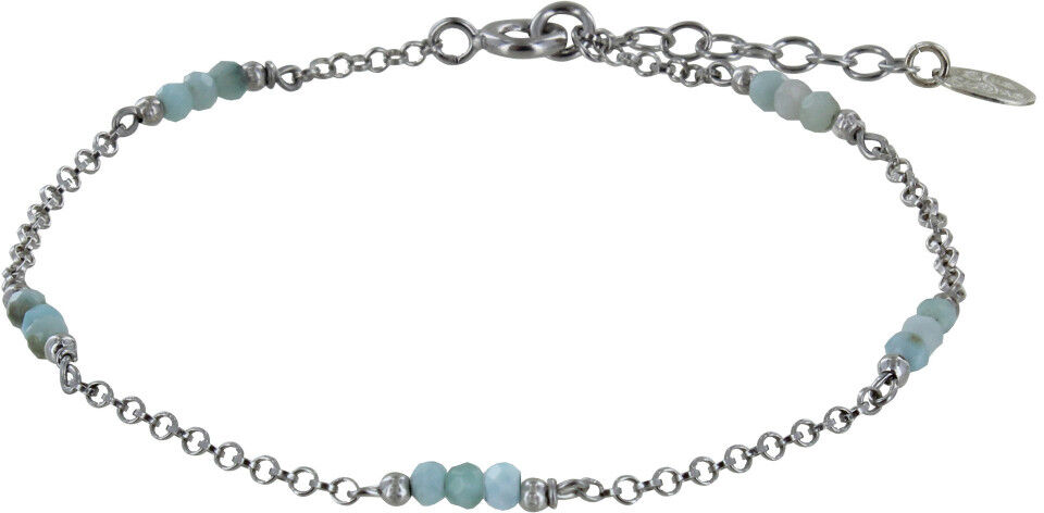 Les Poulettes Bijoux Bracelet Argent Rhodié Quinze Petites Perles de Larimar Facettées Les Poulettes Bijoux Bracelet Argent Rhodié Quinze Petites Perles de Larimar Facettées