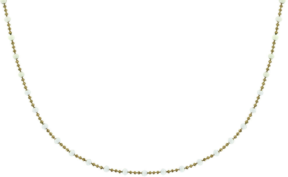 Les Poulettes Bijoux Collier Plaqué Or Chaine Billes et Perles Émaillées - Blanc Les Poulettes Bijoux Collier Plaqué Or Chaine Billes et Perles Émaillées - Blanc