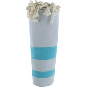 LES POULETTES BIJOUX Fouta Drap Plage et Hammam Coton Beige Rayé Turquoise