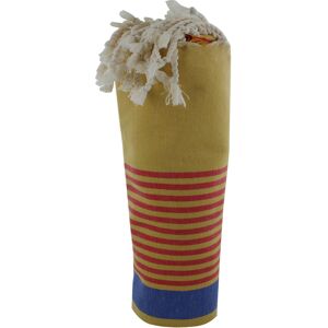 LES POULETTES BIJOUX Fouta Drap Plage et Hammam Coton Couleur Jaune Rayé Rouge et Bleu