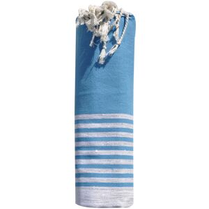 LES POULETTES BIJOUX Fouta Drap Plage et Hammam Coton Bande et Petites Rayures Lurex Argent 100 x 200cm - Turquoise