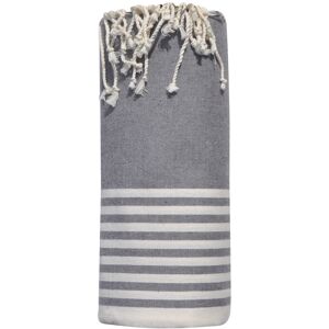 LES POULETTES BIJOUX Grand Fouta Drap Plage et Hammam Coton Petites Rayures Blanches 150 x 250cm - Gris