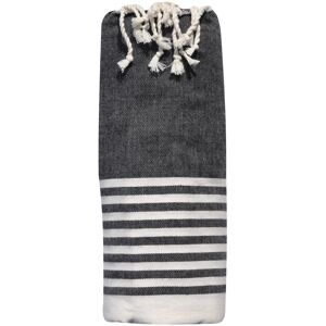 LES POULETTES BIJOUX Grand Fouta Drap Plage et Hammam Coton Petites Rayures Blanches 150 x 250cm - Noir