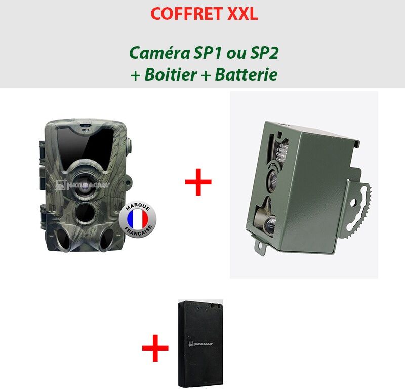 NATURACAM® COFFRET XXL Caméra SP1 ou 2 + boîtier de sécurité + batterie suppl. NATURACAM® COFFRET XXL Caméra SP1 ou 2 + boîtier de sécurité + batterie suppl.