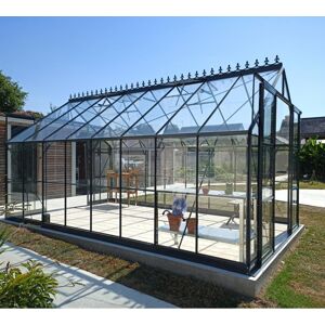 Green Protect Serre de jardin 14,52m² en aluminium anthracite et verre trempé 4mm - Green Protect