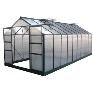 Green Protect Serre de jardin 16,9m² verte en polycarbonate 4mm + embase Green Protect