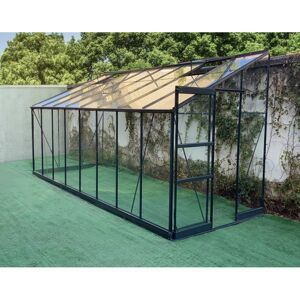 Green Protect Serre adossée Prima 9,63m² en aluminium anthracite et verre trempé 4mm - Green Protect