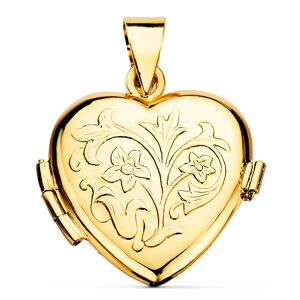 Orfeva Pendentif porte-photo fleurs forme coeur en Or jaune