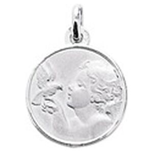 Orfeva Medaille Ange a la colombe 16mm or blanc 9k