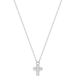 Orfeva Collier Croix Oxydes Or Blanc 9K