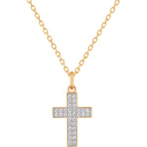 Orfeva Collier Croix pavee Bicolore Or Jaune 9K