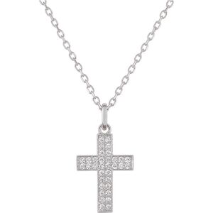 Orfeva Collier Croix pavee Or Blanc 9K