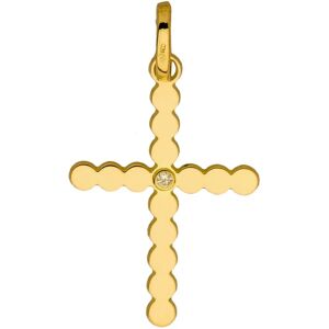 Orfeva Pendentif Croix perlee et Diamant Or Jaune