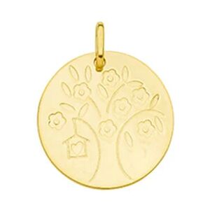 Orfeva Medaille Arbre de Vie fleuri et son nichoir en or jaune