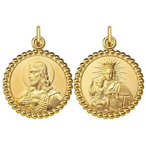 Orfeva Medaille Scapulaire Vierge du Mont Carmel / Christ en sacre coeur Bord perle Or Jaune