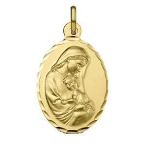 Orfeva Medaille Vierge a l'enfant ovale bords ciseles (Or jaune)