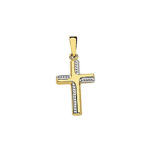 Orféva Pendentif Croix Bicolore Bords Perlés