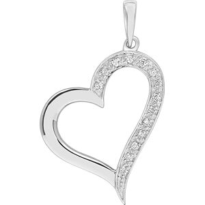 Orféva Pendentif Coeur Courbé Diamanté or blanc