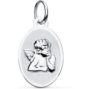 Orféva Médaille Angelot ovale Or Blanc 9K