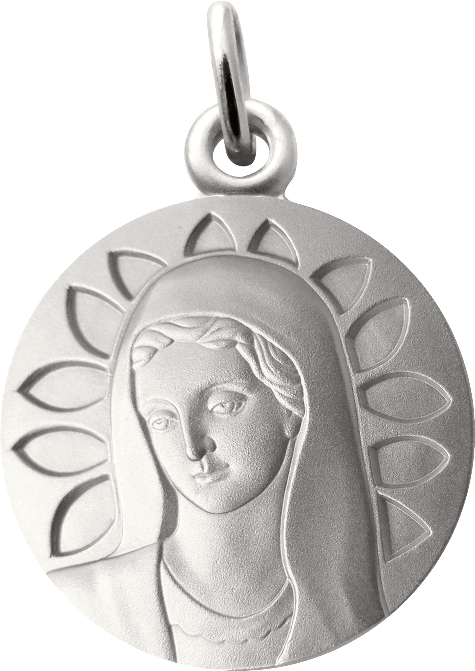 Martineau Médaille Vierge Marie aux pétales argent