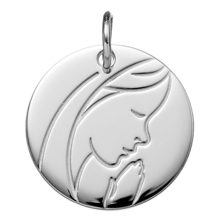 Orféva Médaille Vierge en Prière (Or Blanc 9K)