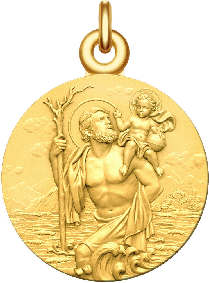 Manufacture Mayaud Médaille bapteme Saint Christophe et Jesus 9k