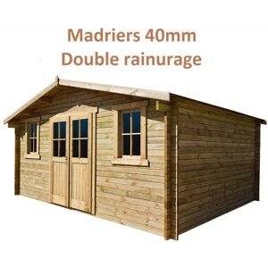 Gardy Shelter Abri de jardin 16m² PLUS en bois 40mm traité teinté marron Gardy Shelter