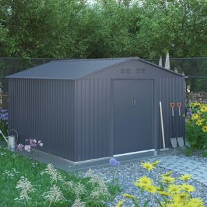 X-Metal Abri 10,85m² métal FIRST anthracite + Kit d'ancrage X-METAL